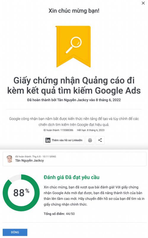 các chứng chỉ google ads