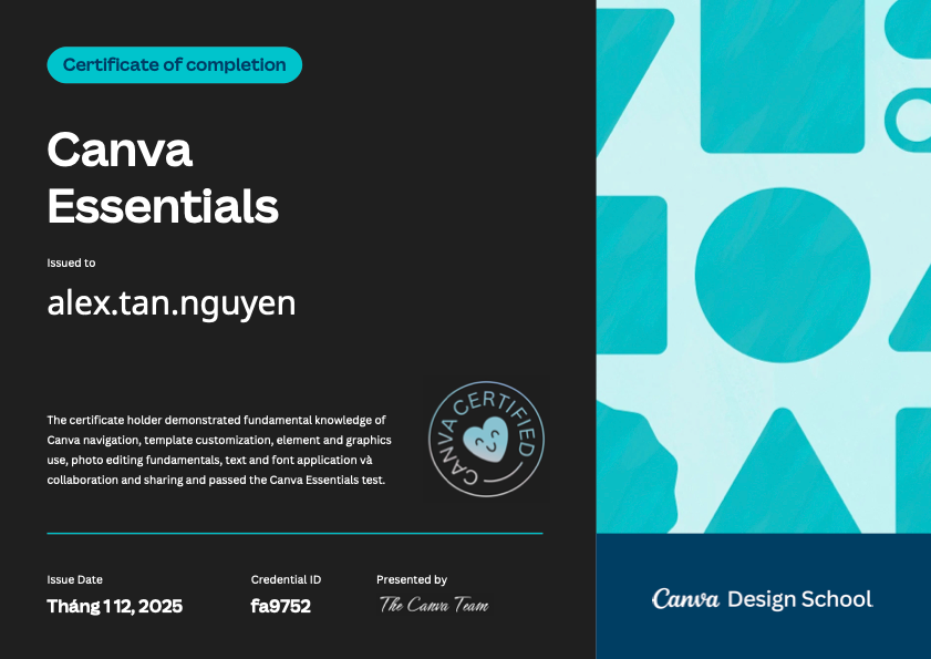 Các Chứng Chỉ Canva Năm 2025 của Tân MKT