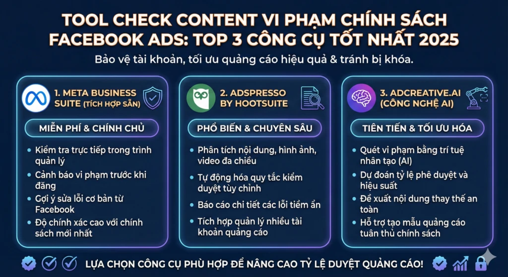 tool check content vi phạm chính sách facebook ads
