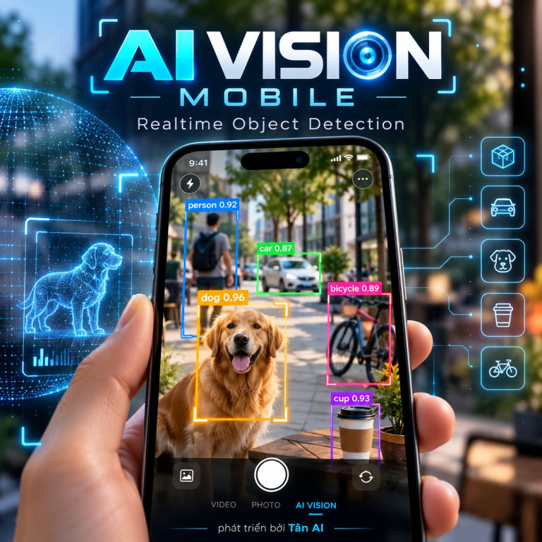 Điện thoại chạy AI Vision Mobile nhận diện vật thể thời gian thực qua camera